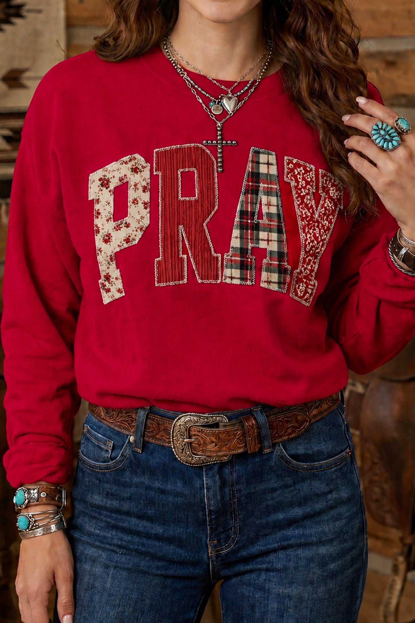 Pray About It Patchwork Sweatshirt