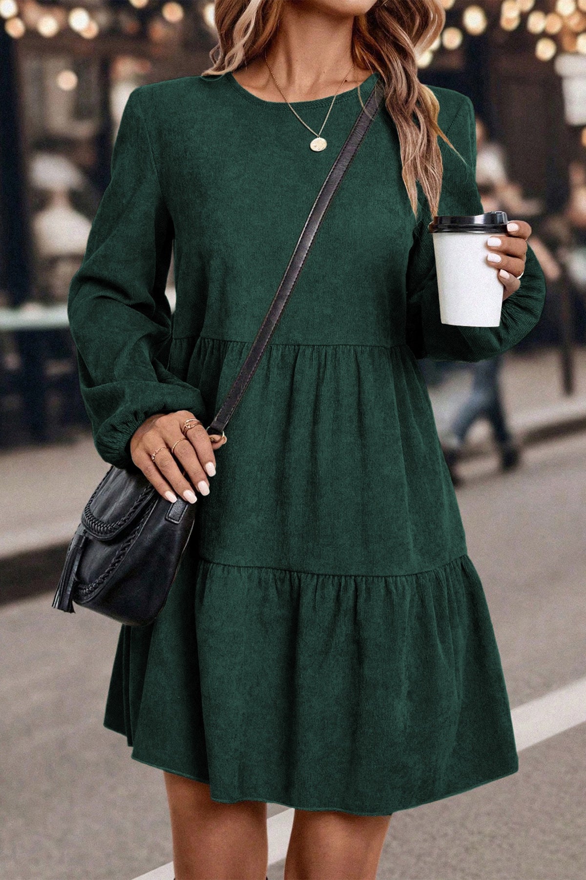 Coffee Run Tiered Dress