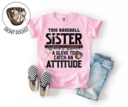 Baseball Sister Attitude Toddler Tee