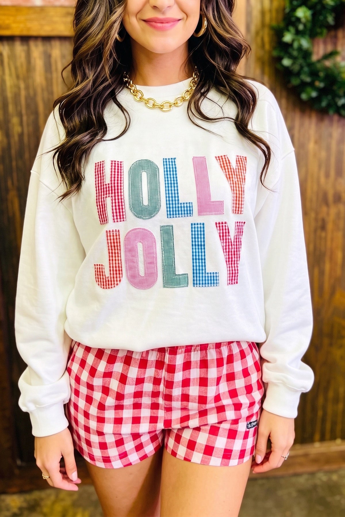 Holly Jolly Gingham Sweatshirt
