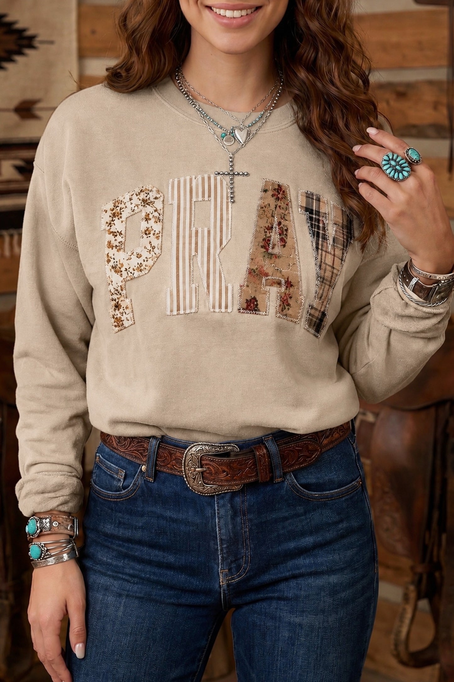 Pray About It Patchwork Sweatshirt