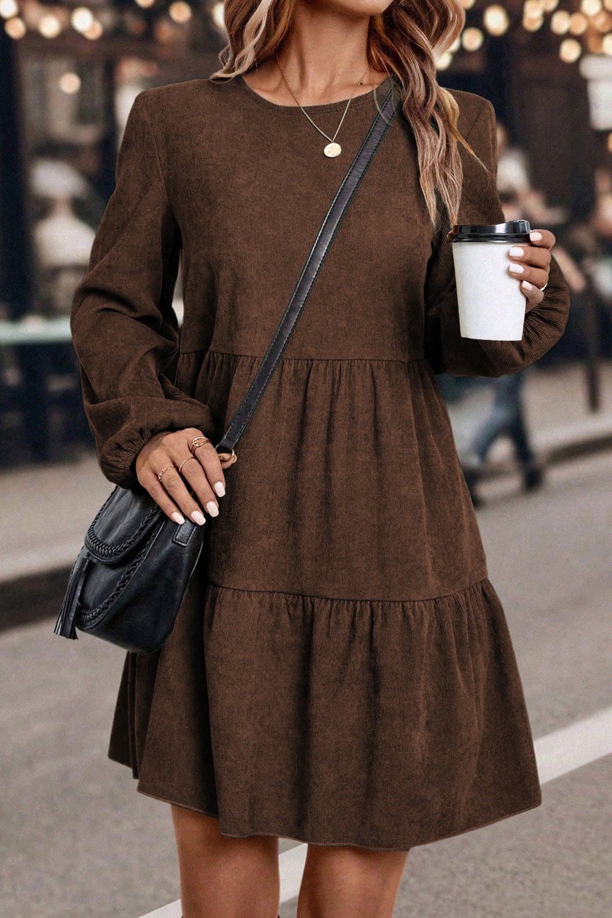 Coffee Run Tiered Dress