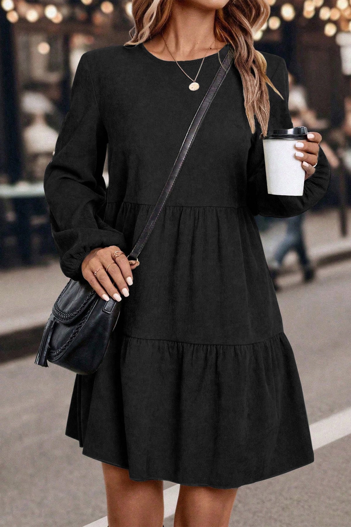 Coffee Run Tiered Dress