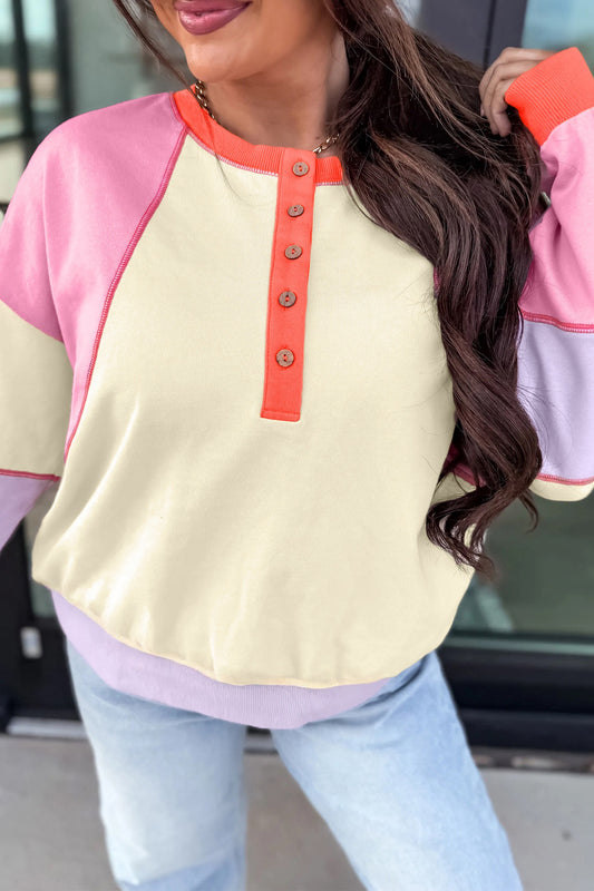 Sunset Sorbet Henley Pullover