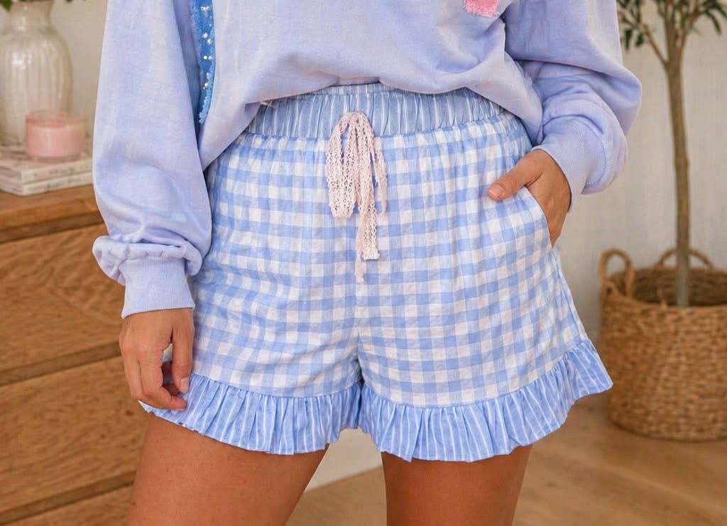 Sweet Check Gingham Ruffle Shorts